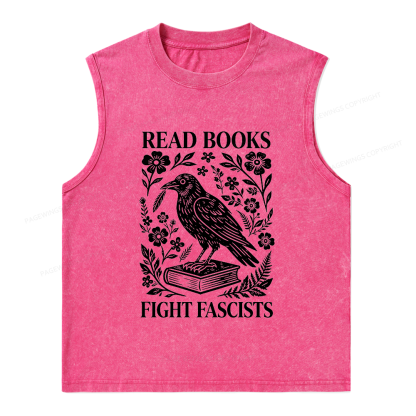 Pagewings Read Books Fight Fascists Unisex Washed Tank Top