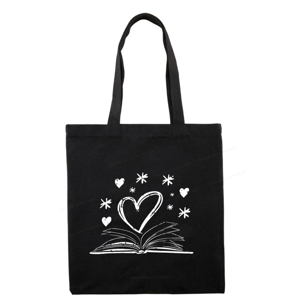 Pagewings Bookworm Librarian Valentines Day Book Tote Bag