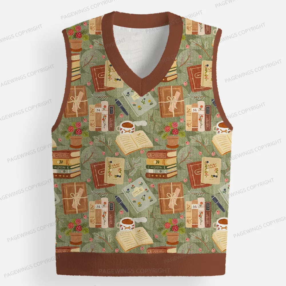 Pagewings Read Books Be Kind Stay Weird Unisex V-Neck Ugly Knit Vest