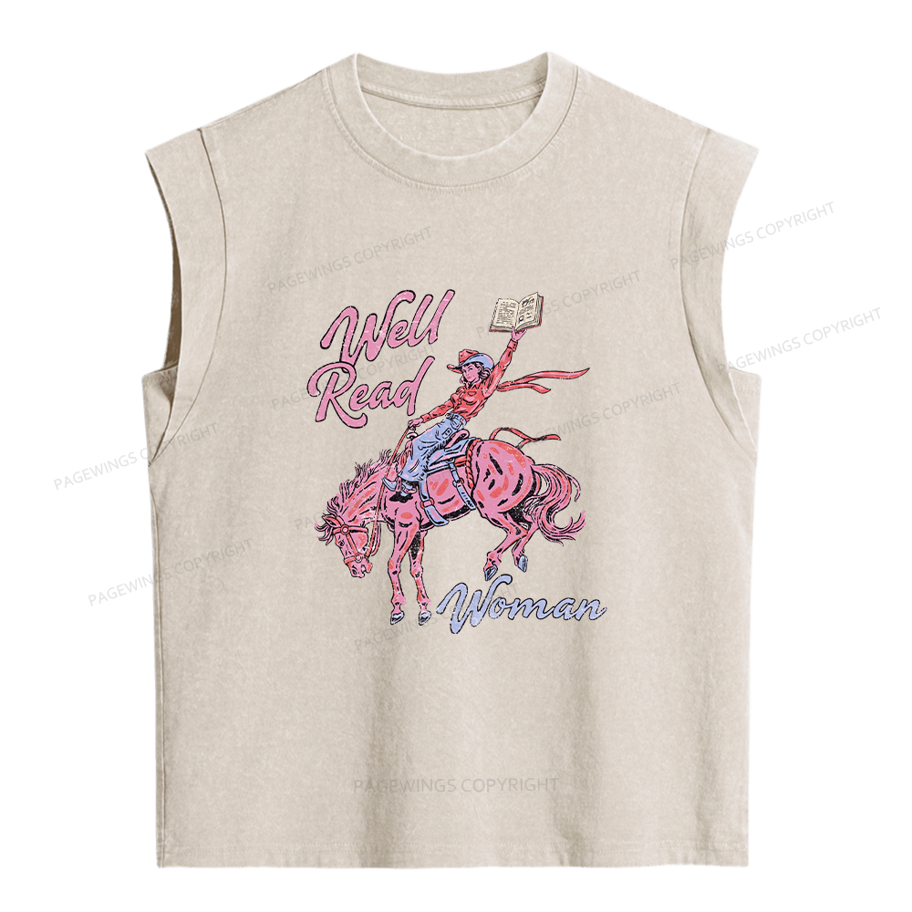 Pagewings Well Read Woman Women's Washed Tank Top