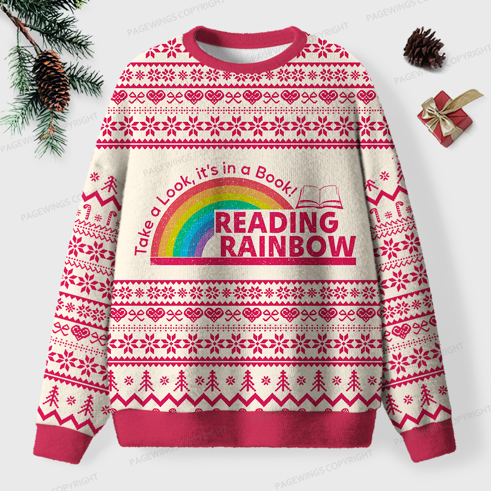 Pagewings Reading Rainbow Unisex Ugly Knit Sweatshirt