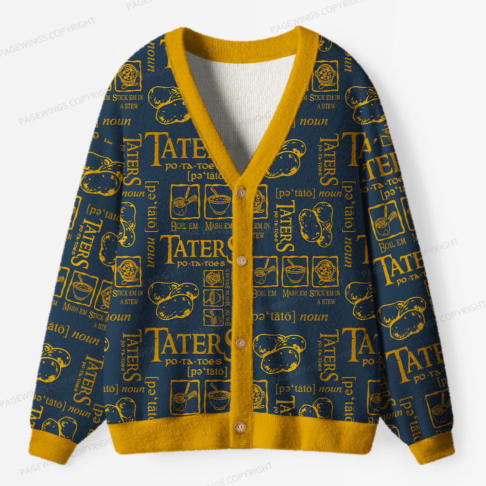 Pagewings Taters Unisex Ugly Cardigan Sweaters