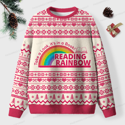 Pagewings Reading Rainbow Unisex Ugly Knit Sweatshirt