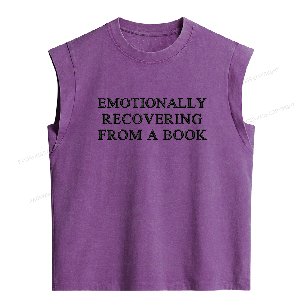 Pagewings Embroidered Emotionally Recovering From a Book Women's Washed Tank Top