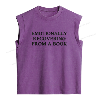 Pagewings Embroidered Emotionally Recovering From a Book Women's Washed Tank Top
