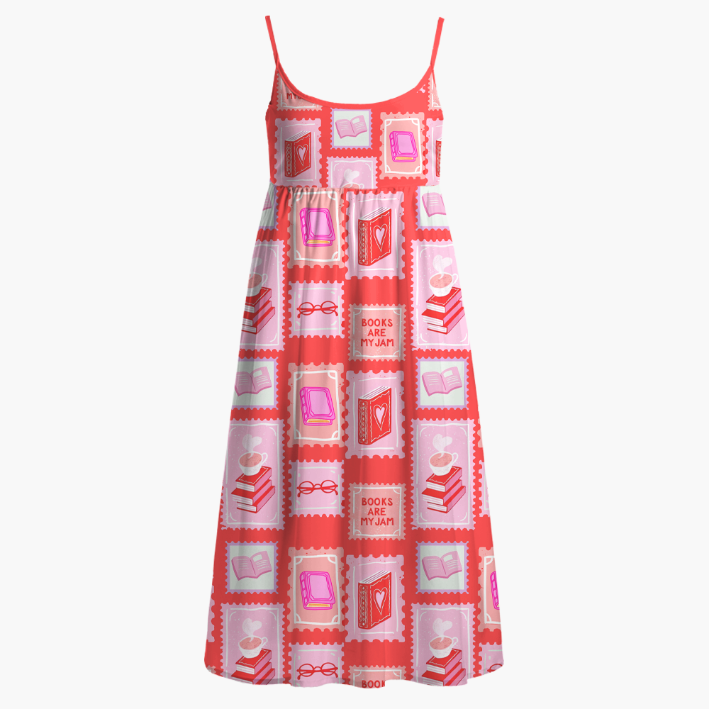 Pagewings Books Are My Jam Printed Spaghetti Strap Midi Sundress