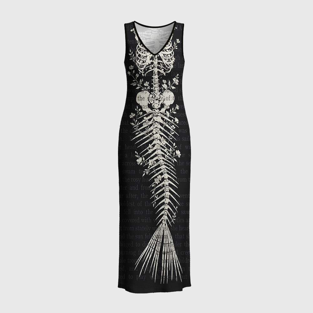 Pagewings Skull Reading Crochet Maxi Dress
