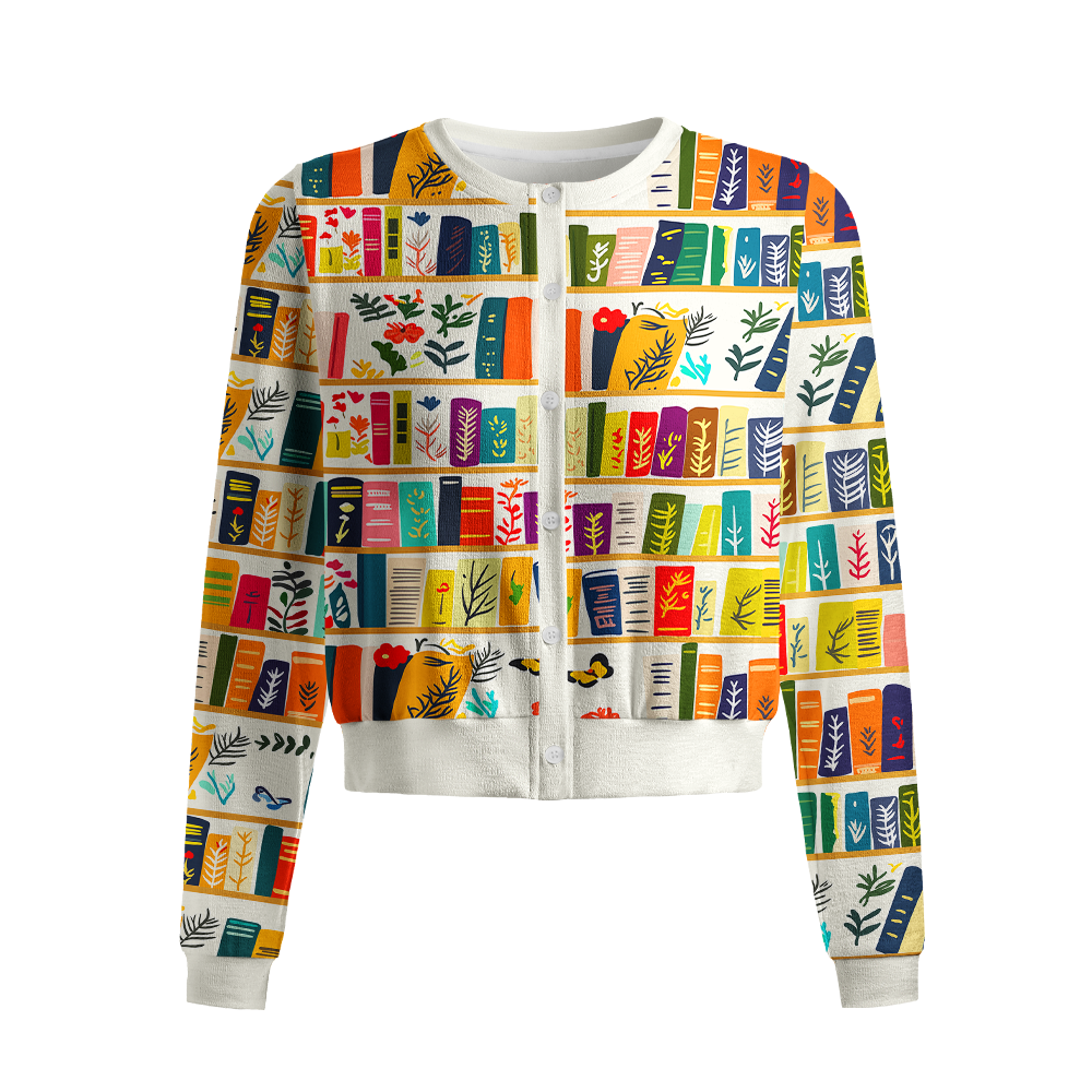 Pagewings Bookish Vibe Crew Neck Cardigan Sweaters