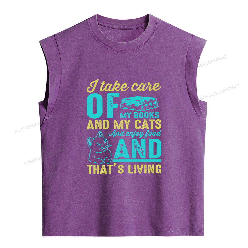 Pagewing I Take Care Of My Books Women's Washed Tank Top