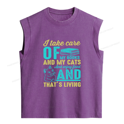Pagewing I Take Care Of My Books Women's Washed Tank Top