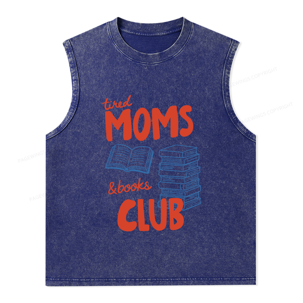 Pagewings Tired Moms Books Club Unisex Washed Tank Top