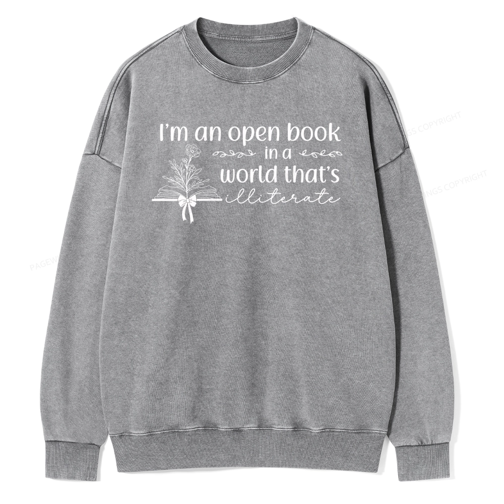 Pagewings An Open Book in a World Unisex Washed Sweatshirt