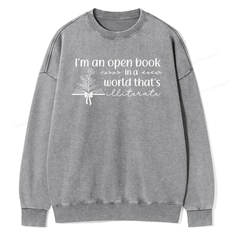 Pagewings An Open Book in a World Unisex Washed Sweatshirt