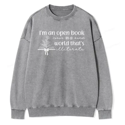Pagewings An Open Book in a World Unisex Washed Sweatshirt