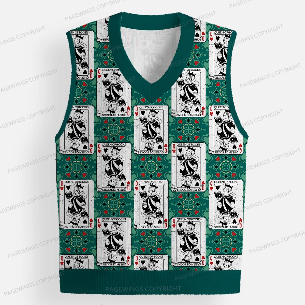 Pagewings Queen Of Books Unisex V-Neck Ugly Knit Vest