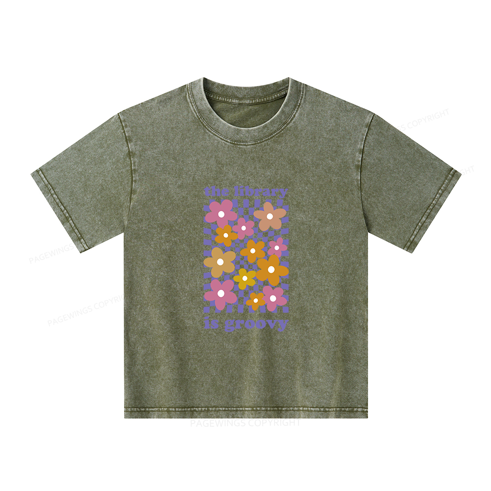 Pagewings The Library is Groovy Unisex Kids Washed T-shirt