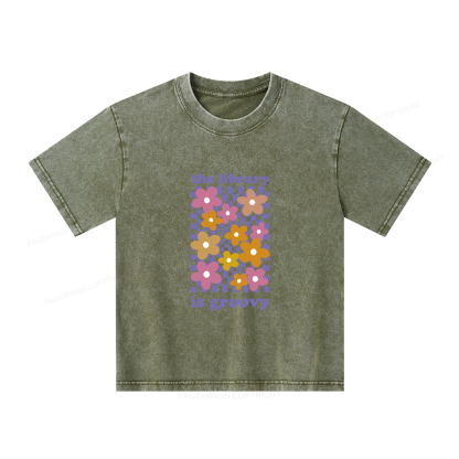 Pagewings The Library is Groovy Unisex Kids Washed T-shirt