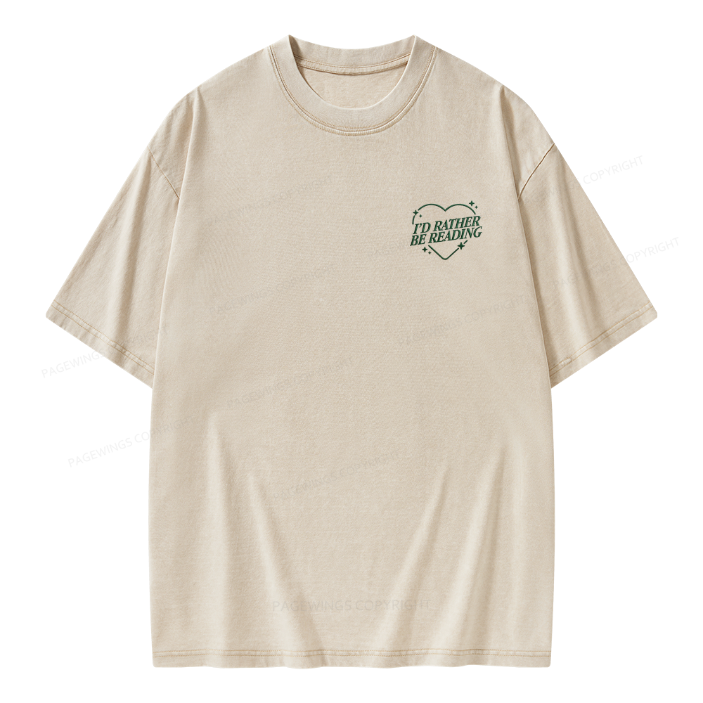 Pagewings Embroidery I'd Rather be Reading Unisex Washed T-shirt