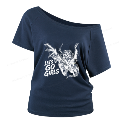 Pagewings Woman Dragon Rider Women Off Shoulder T-shirts