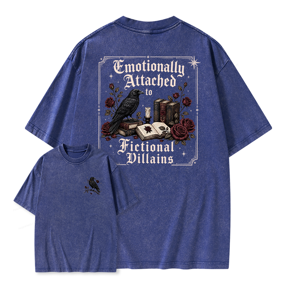 Pagewings Emotionally Attached to Fictional Villains Unisex Washed T-shirt