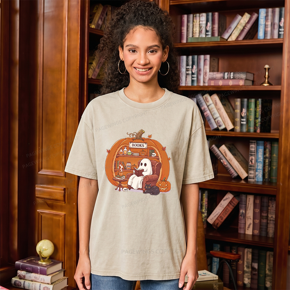 Pagewings Reading Ghost Unisex Washed T-shirt