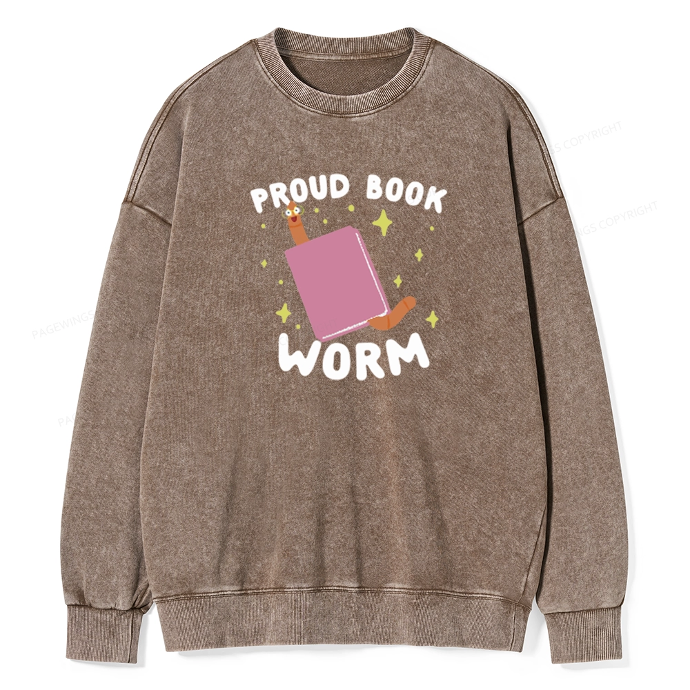 Pagewings Proud Book Worm - Book lover Unisex Washed Sweatshirt