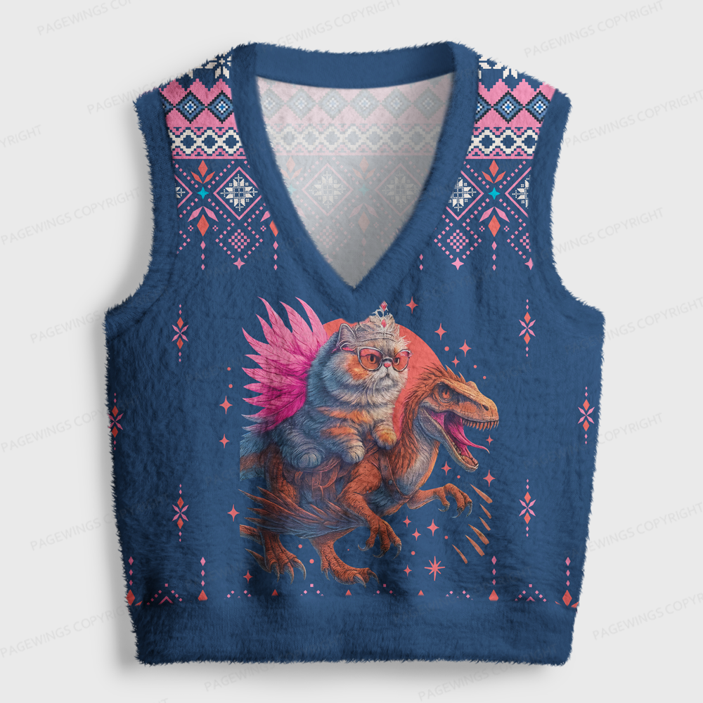 Pagewings God Dammit Donut V-Neck Ugly Knit Vest