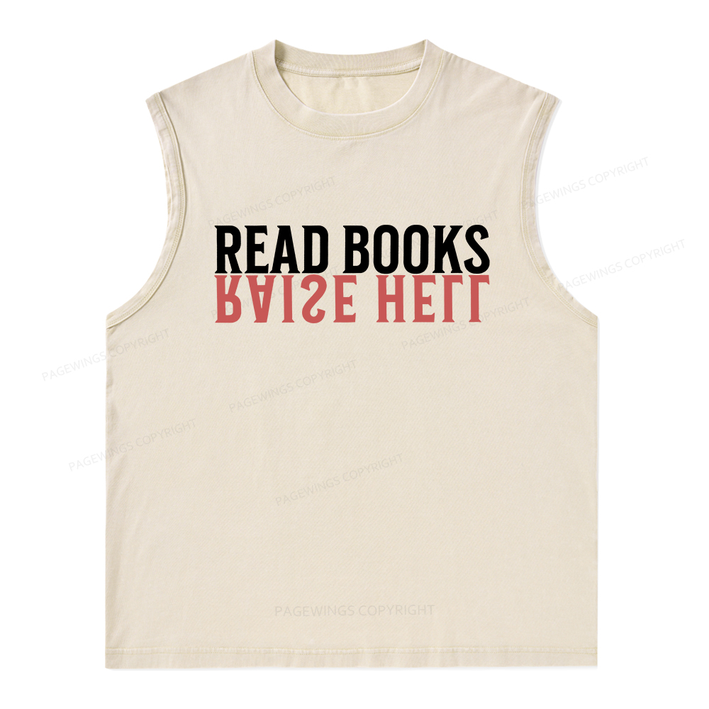 Pagewings Raise Hell Read Books  Unisex Washed Tank Top