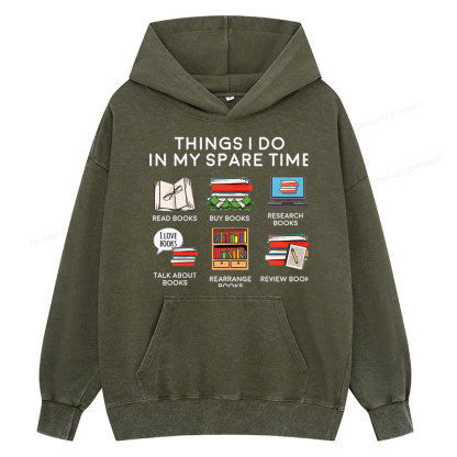 Pagewings Books Reading In My Spare Time Unisex Washed Hoodie