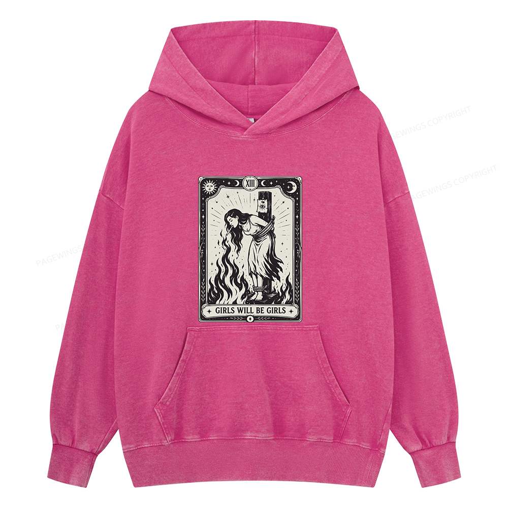 Pagewings Girls Will Be Girls Unisex Washed Hoodie