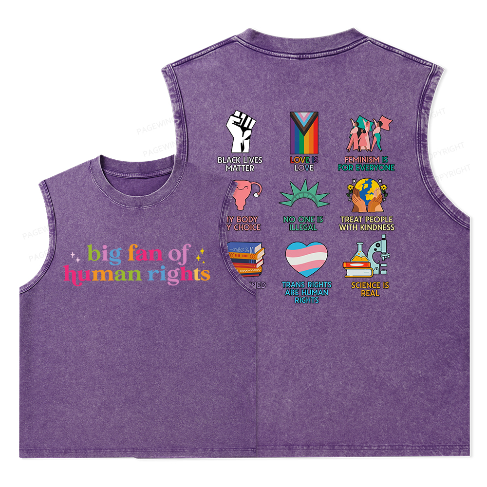 Pagewings Big Fan Of Human Rights Unisex Washed Tank Top