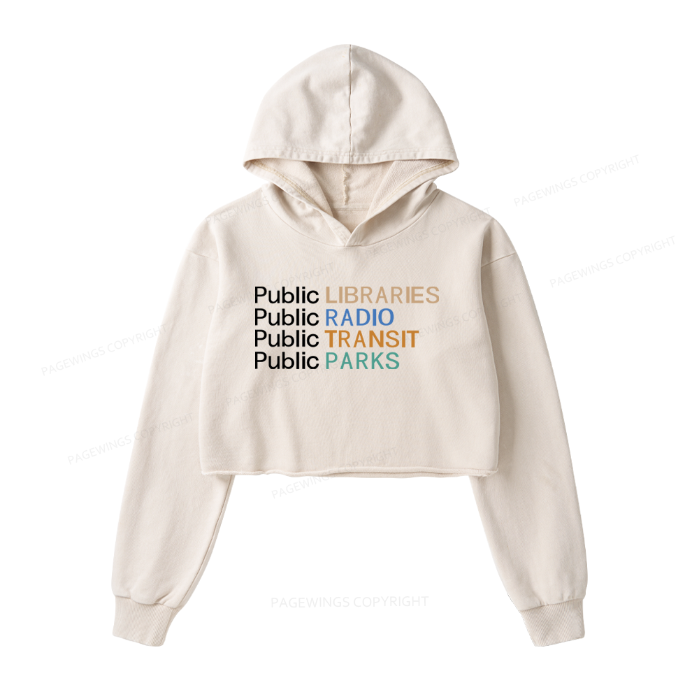 Pagewings Public Libraries Radio Transit Parks Washed Crop Hoodie