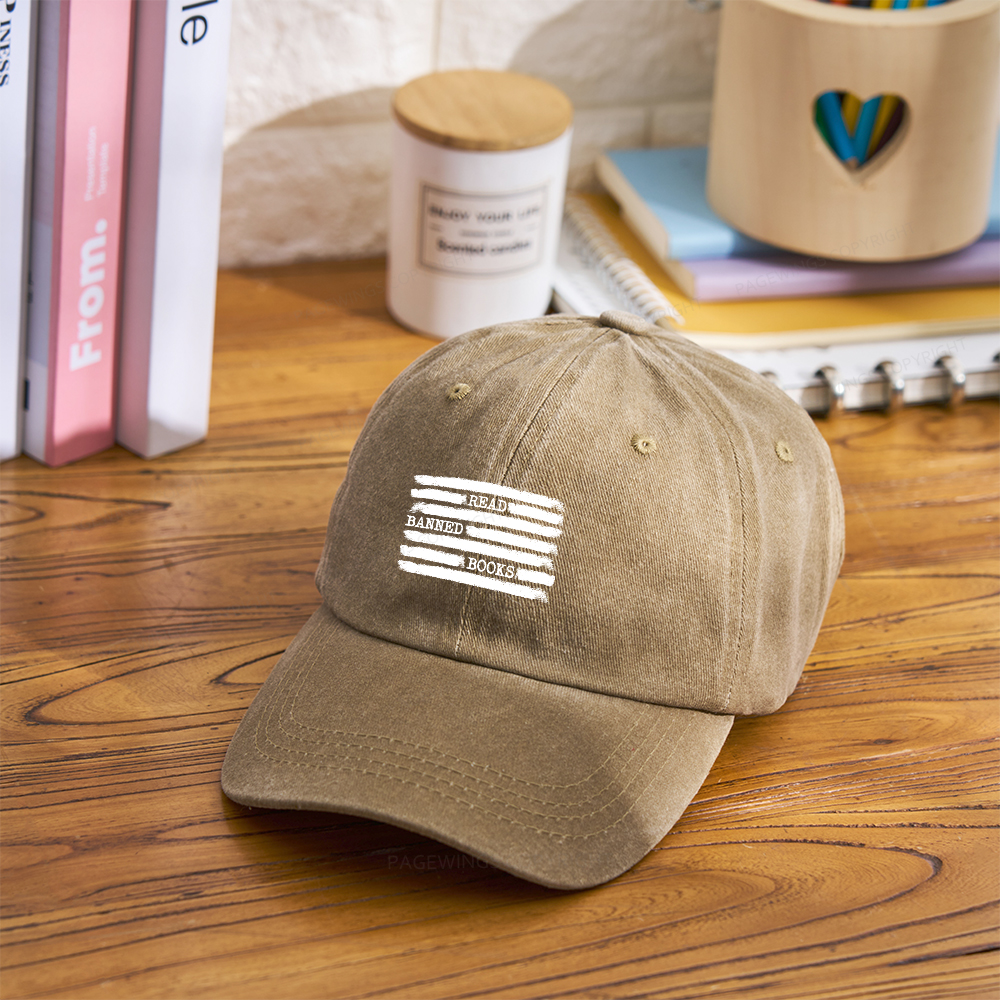 Pagewings Read Banned Books Bookworm Librarian Washed Cap