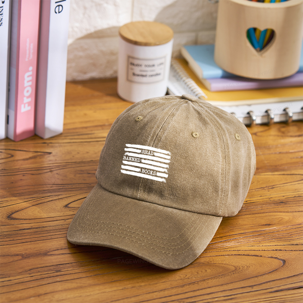 Pagewings Read Banned Books Bookworm Librarian Washed Cap