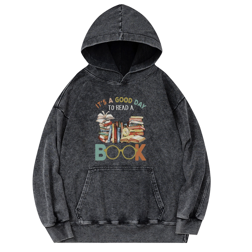 Pagewings It’s a Good Day to Read a Book Unisex Washed Hoodie