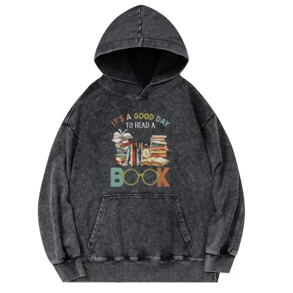 Pagewings It’s a Good Day to Read a Book Unisex Washed Hoodie
