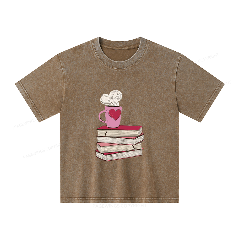Pagewings Valentine's Day Gift for the Book Lover Unisex Kids Washed T-shirt