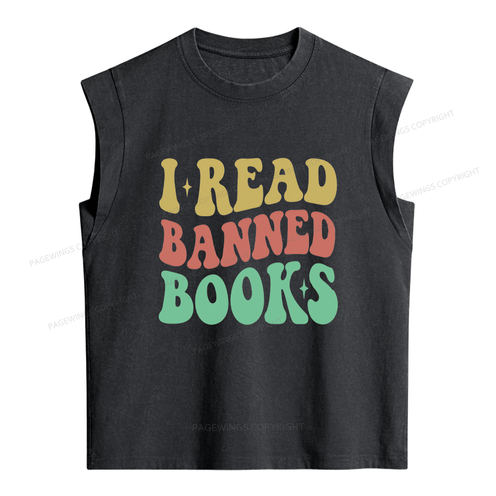 Pagewings I Read Banned Books Women's Washed Tank Top