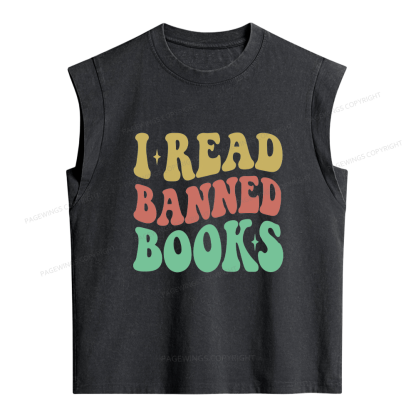Pagewings I Read Banned Books Women's Washed Tank Top