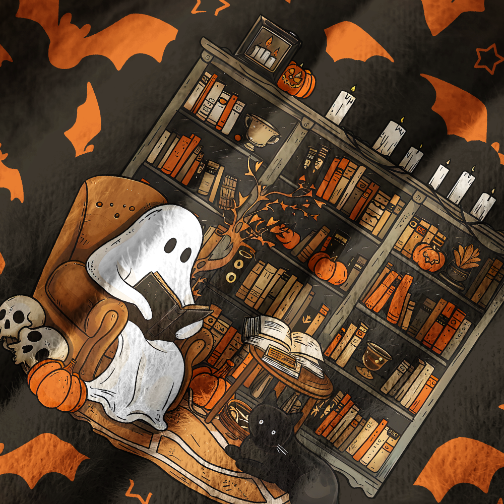 Pagewings Halloween Bookish Off Shoulder Ugly Knit Sweater