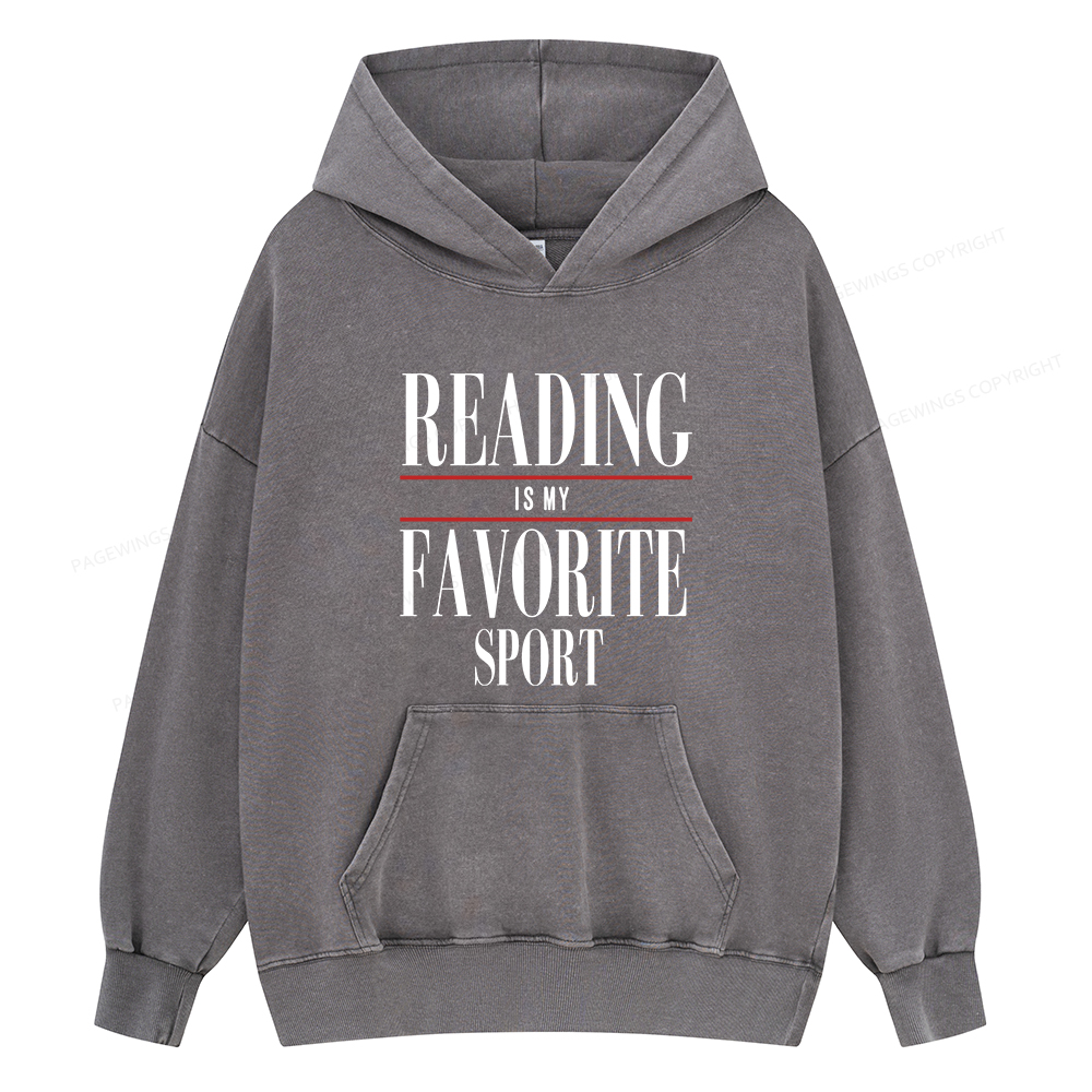 Pagewings Reading Is My Favorite Sport Unisex Washed Hoodie
