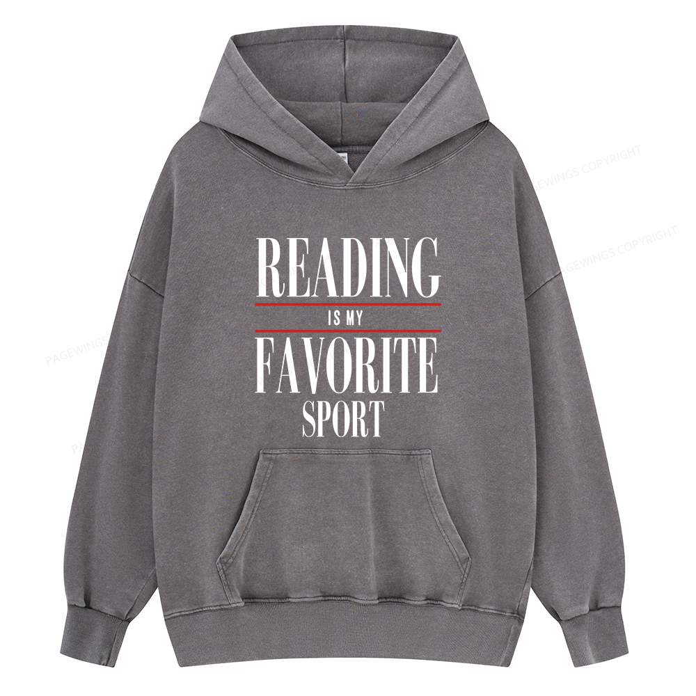 Pagewings Reading Is My Favorite Sport Unisex Washed Hoodie