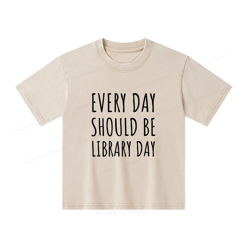 Pagewings Library Day Media Specialist Shirt Library Shirt Unisex Kids Washed T-shirt