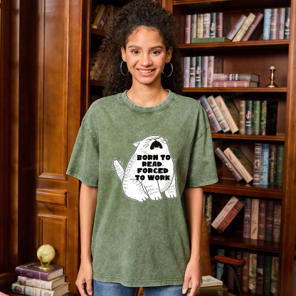 Pagewings Born To Read Forced To Work Unisex Washed T-shirt