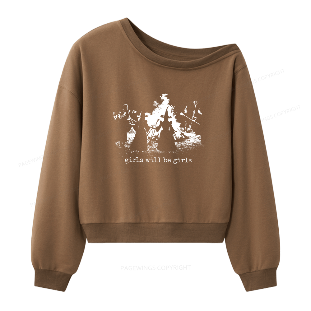 Pagewings Girls Will Be Girls Bookish Women Off Shoulder Sweatshirt