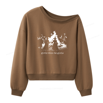 Pagewings Girls Will Be Girls Bookish Women Off Shoulder Sweatshirt