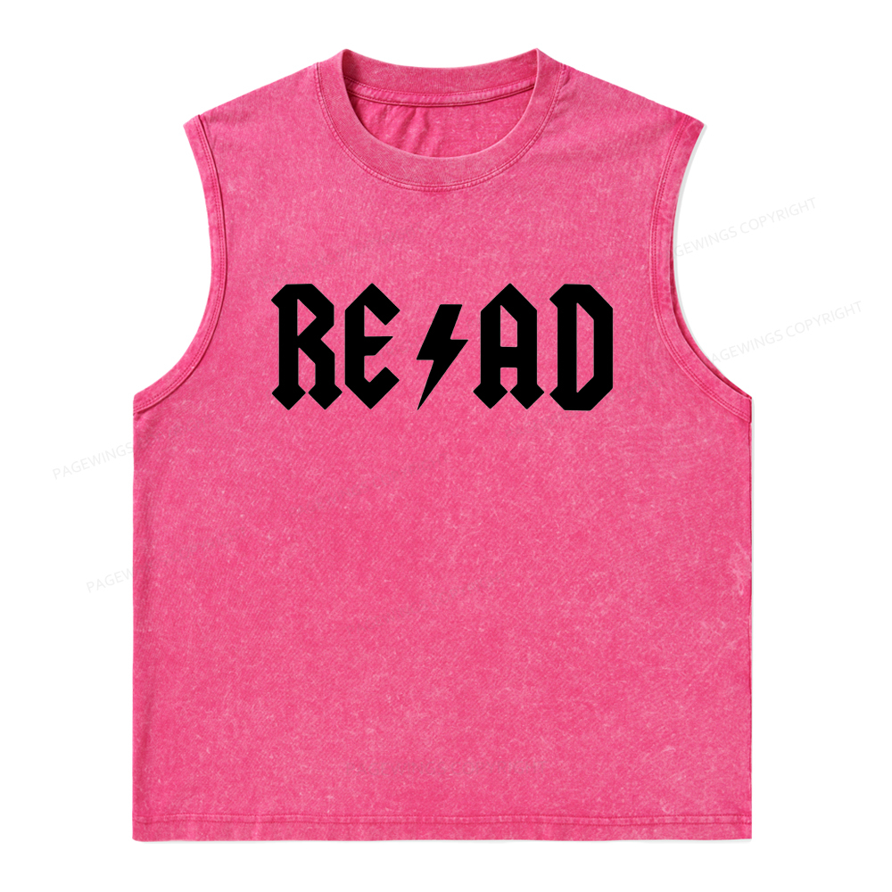 Pagewings Read Back In The Library "rock And Roll" Unisex Washed Tank Top