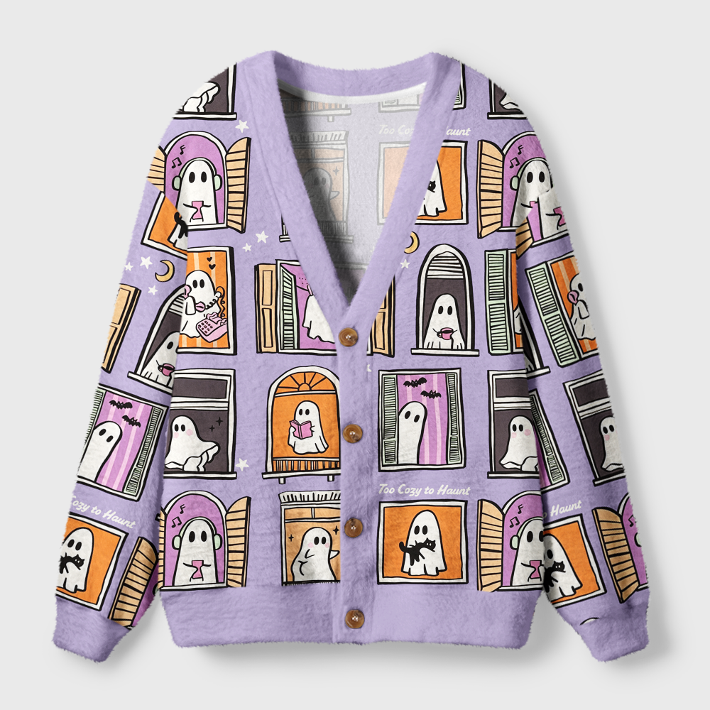 Pagewings Ghosts Love Reading Light Knit Unisex Cardigan Sweaters