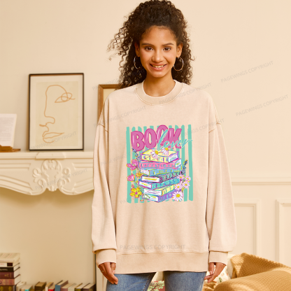 Pagewings Floral Bookish Unisex Washed Sweatshirt