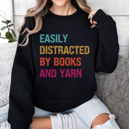 Pagewing Easily Distracted By Books And Yarn Unisex Classic Sweatshirt